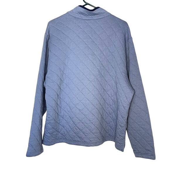 Crown & Ivy Pullover Women’s XL Blue Quilted Snap Neck Long Sleeve Navy Accents - Picture 2 of 8